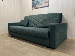 Диван Престиж-15 НПБ+МДФ, велюр Sensey bottle green в Губахе - gubaha.magazin-mebel74.ru | фото