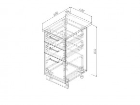 Н3Я 40 Модуль нижний Без Столешницы 3 ящика МН3Я 40 в Губахе - gubaha.magazin-mebel74.ru | фото