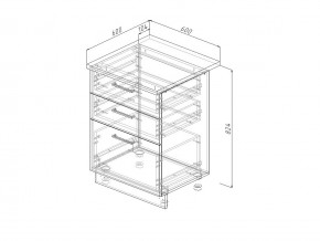 Н3Я 60 Модуль нижний Без Столешницы 3 ящика МН3Я 60 в Губахе - gubaha.magazin-mebel74.ru | фото